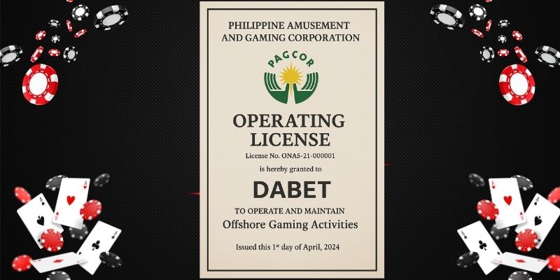 Chứng nhận hợp pháp PAGCOR và Curacao của Dabet