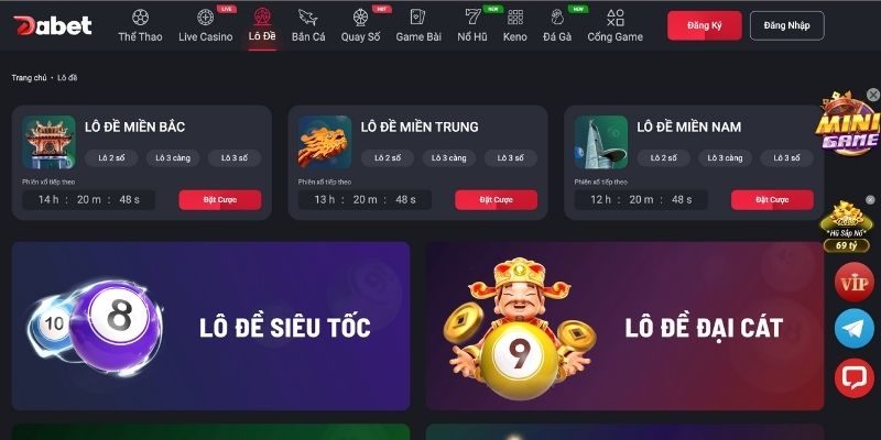 Xổ số 3 miền và Keno tại Dabet với kết quả minh bạch
